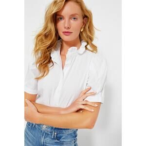 POMANDER PLACE White Cotton Alicia Blouse Size L NWT Retail $118 Tuckernuck